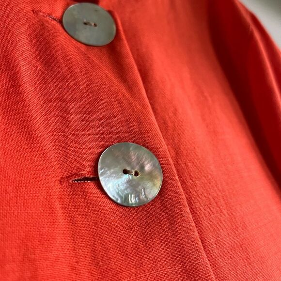 Vintage Coldwater Creek Orange Linen Blend Dress 8 Button Front Y2K Cottagecore - Picture 5 of 9